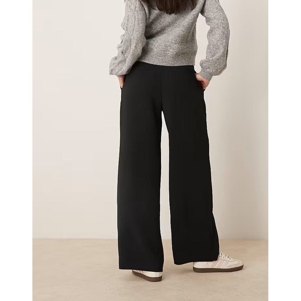 NEW Abercrombie & Fitch High Rise Pleated Ultra Wide Leg Trouser Black 28 6L - Picture 15 of 16